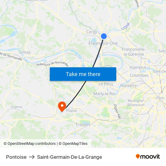 Pontoise to Saint-Germain-De-La-Grange map