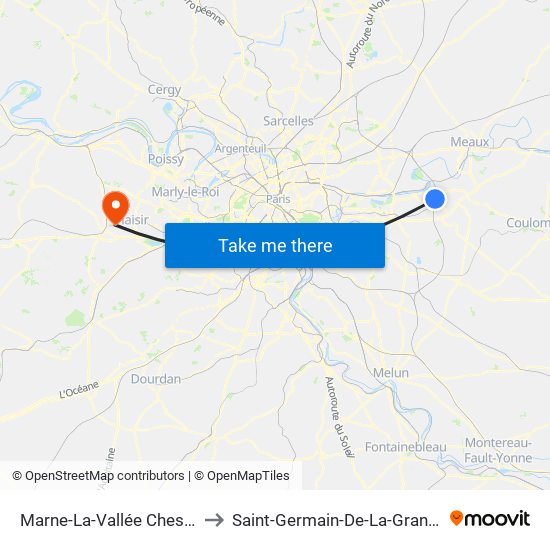 Marne-La-Vallée Chessy to Saint-Germain-De-La-Grange map