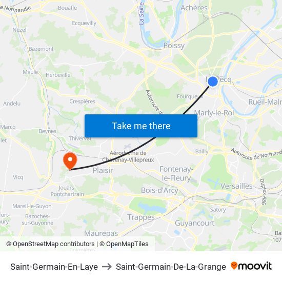 Saint-Germain-En-Laye to Saint-Germain-De-La-Grange map