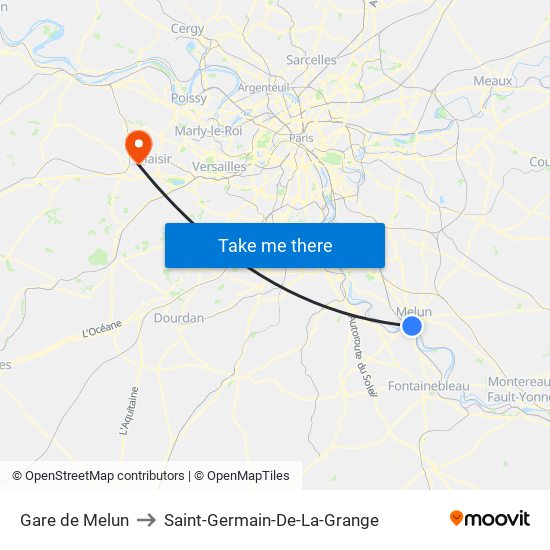 Gare de Melun to Saint-Germain-De-La-Grange map