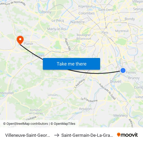 Villeneuve-Saint-Georges to Saint-Germain-De-La-Grange map