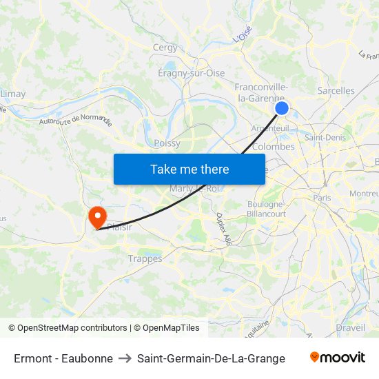 Ermont - Eaubonne to Saint-Germain-De-La-Grange map