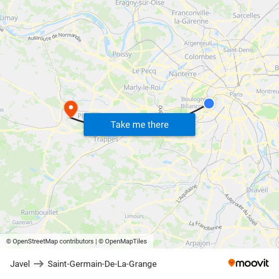 Javel to Saint-Germain-De-La-Grange map