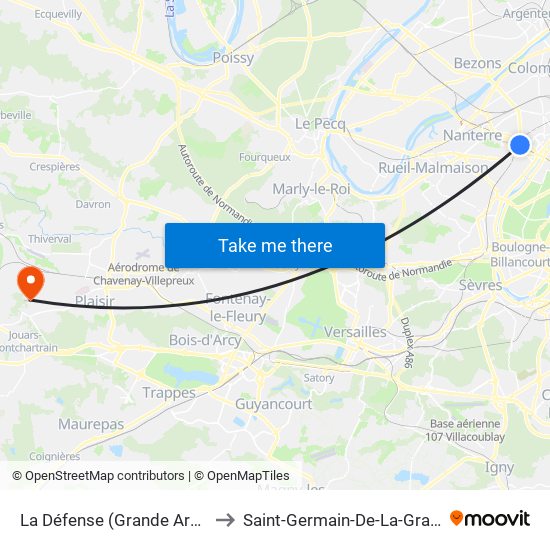 La Défense (Grande Arche) to Saint-Germain-De-La-Grange map