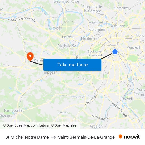 St Michel Notre Dame to Saint-Germain-De-La-Grange map