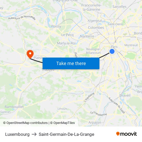 Luxembourg to Saint-Germain-De-La-Grange map