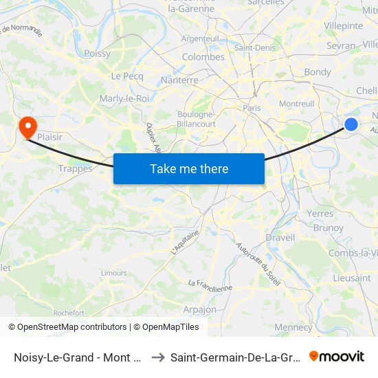 Noisy-Le-Grand - Mont D'Est to Saint-Germain-De-La-Grange map