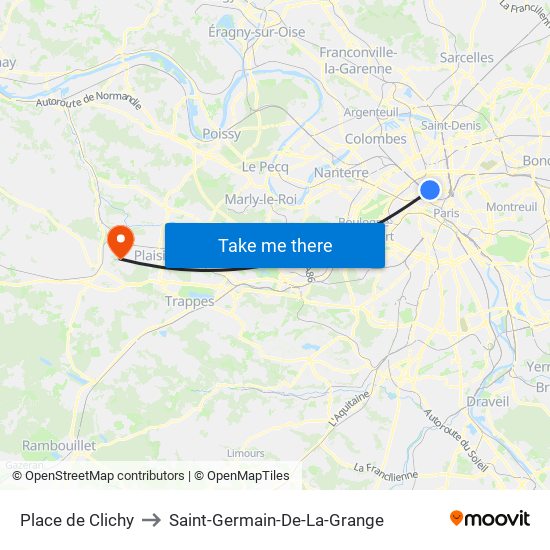 Place de Clichy to Saint-Germain-De-La-Grange map