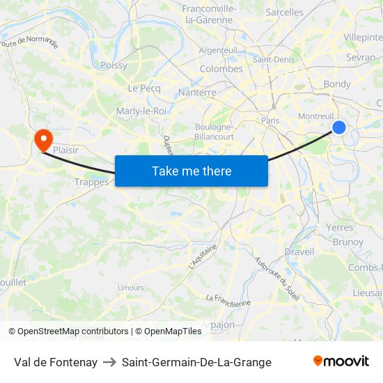 Val de Fontenay to Saint-Germain-De-La-Grange map