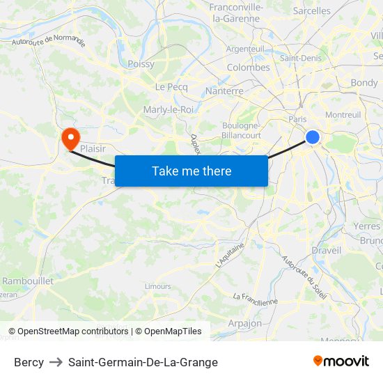 Bercy to Saint-Germain-De-La-Grange map