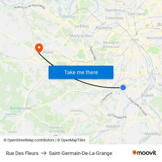 Rue Des Fleurs to Saint-Germain-De-La-Grange map