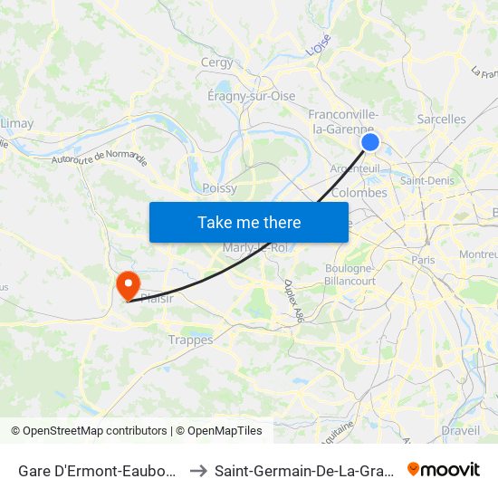 Gare D'Ermont-Eaubonne to Saint-Germain-De-La-Grange map