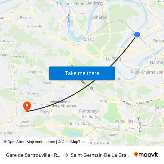 Gare de Sartrouville - RER to Saint-Germain-De-La-Grange map