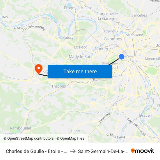 Charles de Gaulle - Étoile - Wagram to Saint-Germain-De-La-Grange map