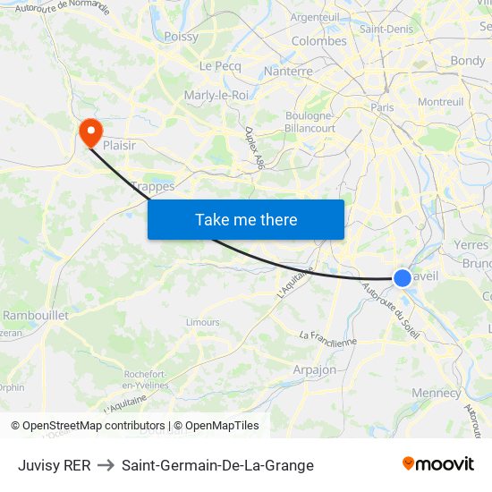 Juvisy RER to Saint-Germain-De-La-Grange map