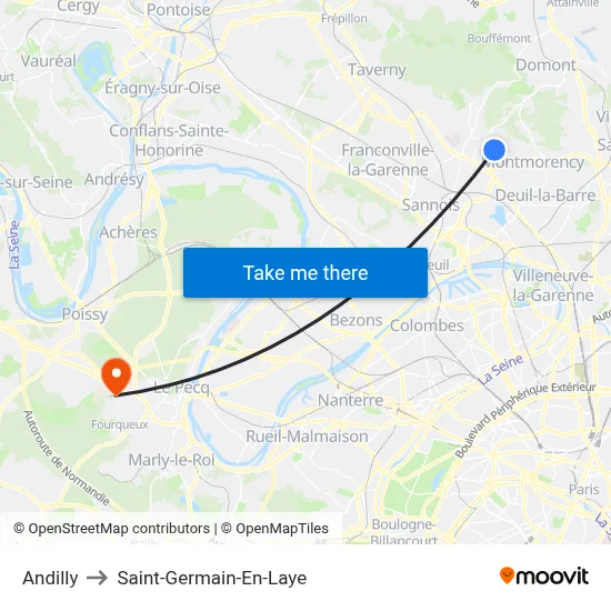 Andilly to Saint-Germain-En-Laye map