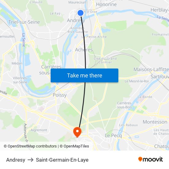 Andresy to Saint-Germain-En-Laye map