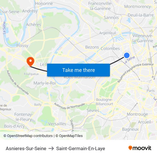 Asnieres-Sur-Seine to Saint-Germain-En-Laye map