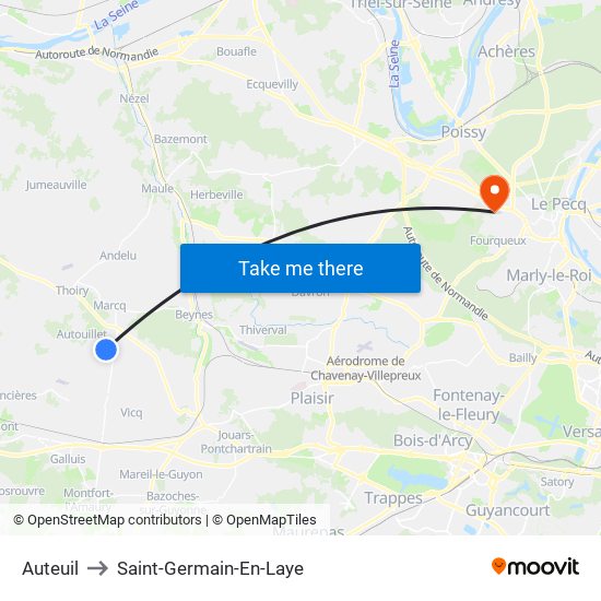 Auteuil to Saint-Germain-En-Laye map