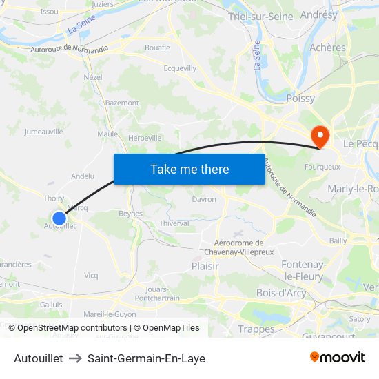 Autouillet to Saint-Germain-En-Laye map