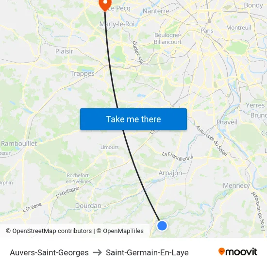 Auvers-Saint-Georges to Saint-Germain-En-Laye map
