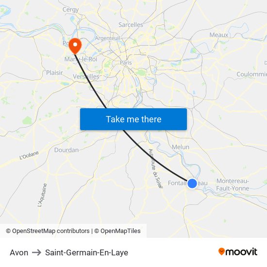 Avon to Saint-Germain-En-Laye map