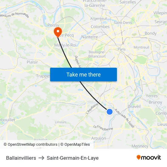 Ballainvilliers to Saint-Germain-En-Laye map