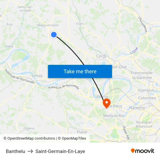 Banthelu to Saint-Germain-En-Laye map