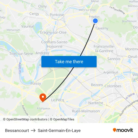 Bessancourt to Saint-Germain-En-Laye map