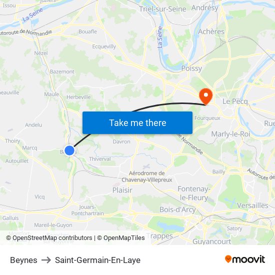 Beynes to Saint-Germain-En-Laye map