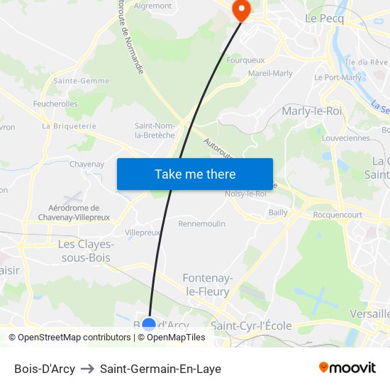 Bois-D'Arcy to Saint-Germain-En-Laye map