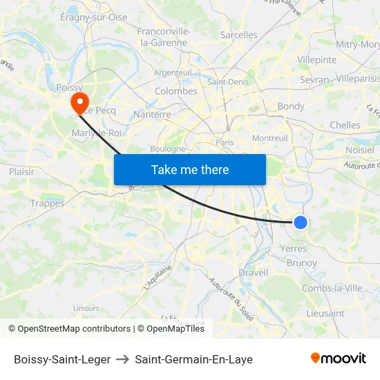 Boissy-Saint-Leger to Saint-Germain-En-Laye map