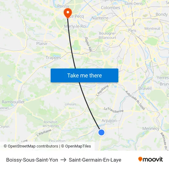Boissy-Sous-Saint-Yon to Saint-Germain-En-Laye map