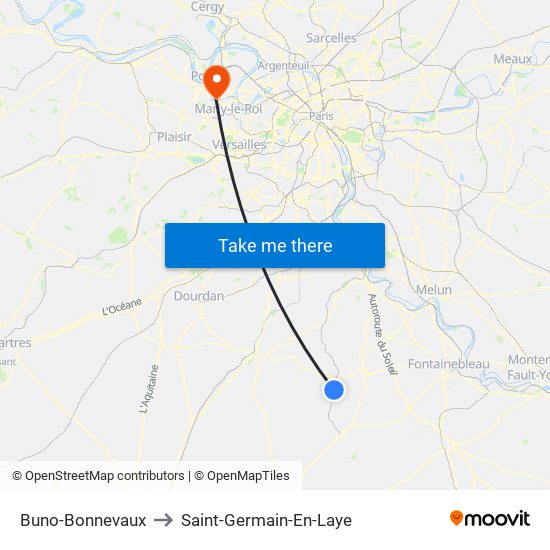 Buno-Bonnevaux to Saint-Germain-En-Laye map