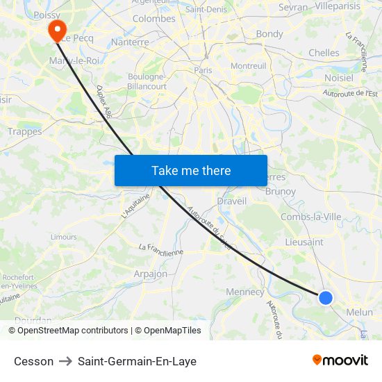 Cesson to Saint-Germain-En-Laye map