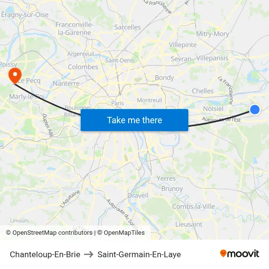 Chanteloup-En-Brie to Saint-Germain-En-Laye map