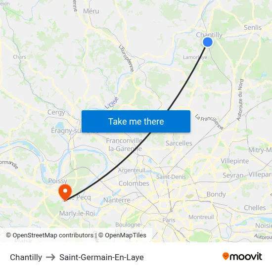 Chantilly to Saint-Germain-En-Laye map