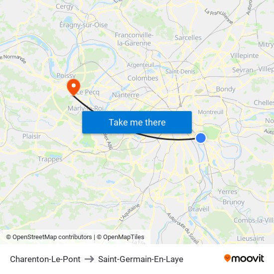 Charenton-Le-Pont to Saint-Germain-En-Laye map