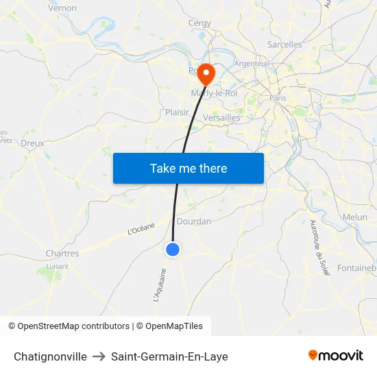 Chatignonville to Saint-Germain-En-Laye map