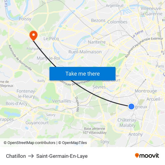 Chatillon to Saint-Germain-En-Laye map