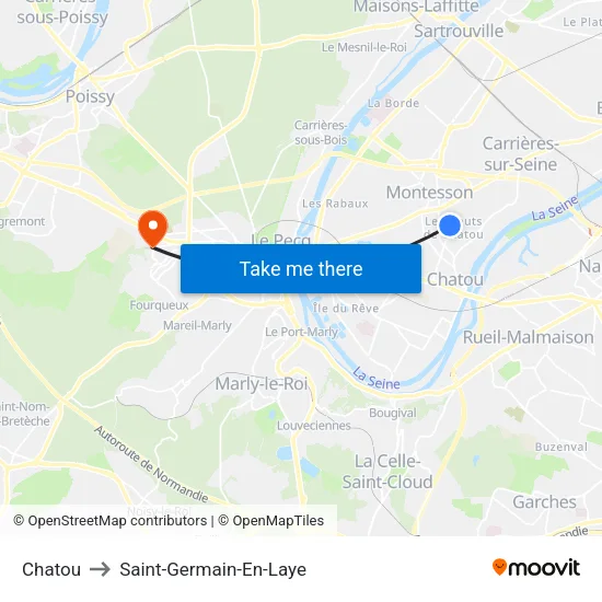 Chatou to Saint-Germain-En-Laye map