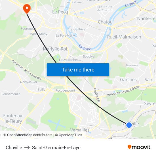 Chaville to Saint-Germain-En-Laye map