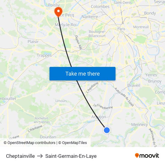 Cheptainville to Saint-Germain-En-Laye map