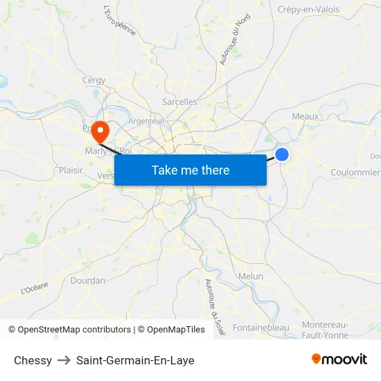 Chessy to Saint-Germain-En-Laye map