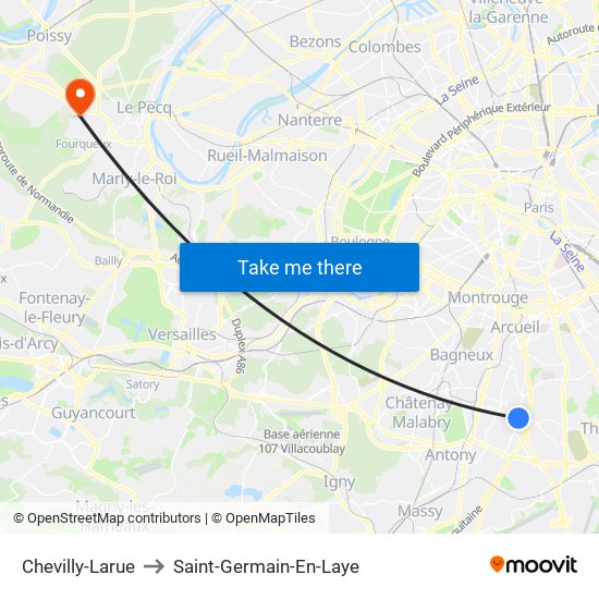 Chevilly-Larue to Saint-Germain-En-Laye map