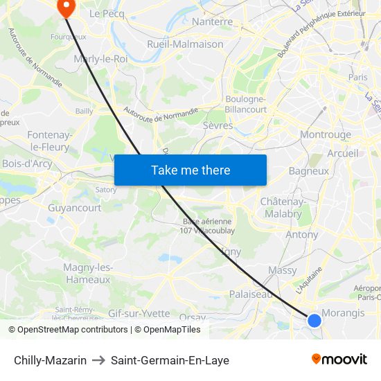 Chilly-Mazarin to Saint-Germain-En-Laye map