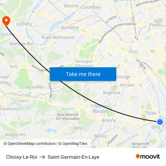 Choisy-Le-Roi to Saint-Germain-En-Laye map