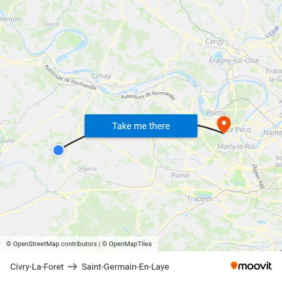 Civry-La-Foret to Saint-Germain-En-Laye map
