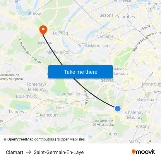 Clamart to Saint-Germain-En-Laye map