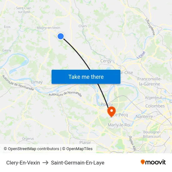 Clery-En-Vexin to Saint-Germain-En-Laye map